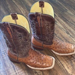 Full Quill Ostrich Square Toe Boots